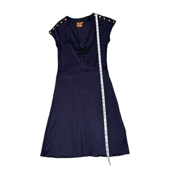Tory Burch - Navy Silk Cowl Neck Dress W/gold Tone Buttons Size Small - Picture 7 of 8